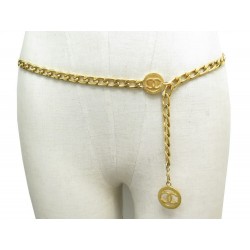 VINTAGE CEINTURE CHANEL CHAINE MEDAILLON LOGO CC T 75 85 DORE CHAIN BELT 1810€