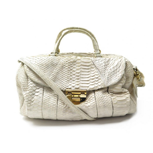 SAC A MAIN NINA RICCI DOCTOR EN CUIR PYTHON CREME BANDOULIERE HAND BAG 2450€