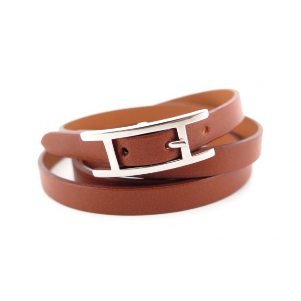 BRACELET HERMES HAPI EN CUIR CHAMONIX BORDEAUX 16 - 18 CM + BOIT BANGLE 335€