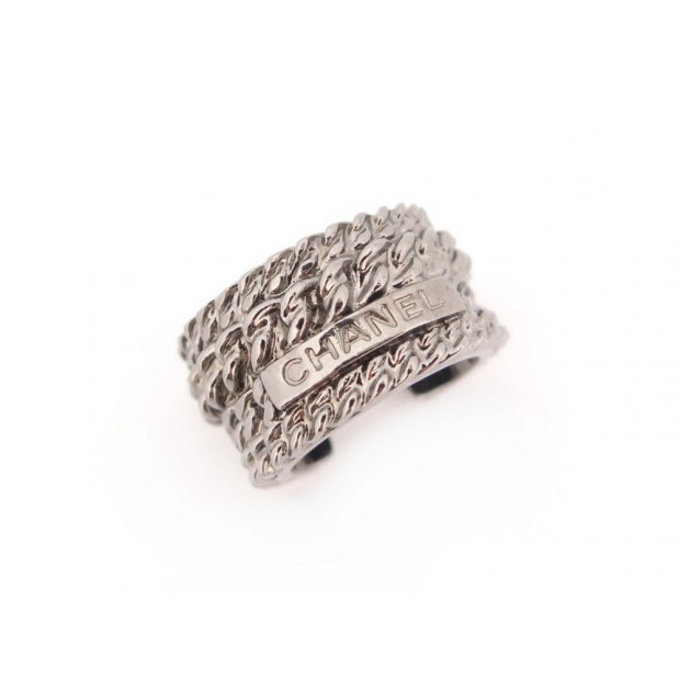 BAGUE CHANEL CHAINE GOURMETTE TAILLE 54 EN METAL ARGENTE CHAIN RING 440€