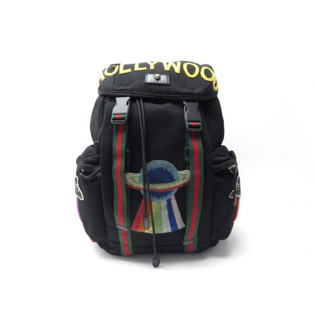 SAC A DOS GUCCI TECHPACK BRODERIEES HOLLYWOOD 429037 TOILE NOIR BACKPACK 1790€