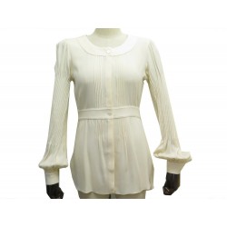 HAUT CHANEL BLOUSE CHEMISIER P32157V03555 M 38 EN SOIE CREME SILK SHIRT 1600€