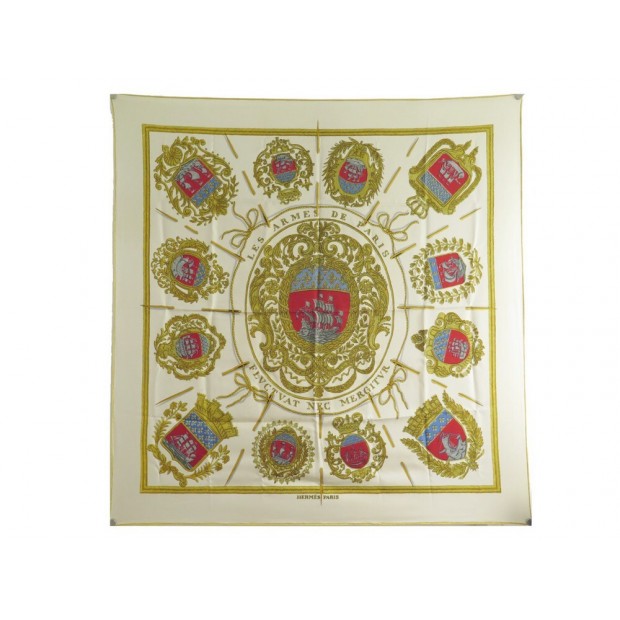 VINTAGE FOULARD HERMES LES ARMES DE PARIS GRYGKAR CARRE 90 EN SOIE SCARF 410€