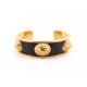 VINTAGE BRACELET HERMES 15CM CUIR DE LEZARD NOIR FINITION PLAQUE OR BANGLE 555€