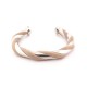 VINTAGE BRACELET HERMES JONC TORSADE 17 CM CUIR BEIGE & METAL ARGENTE BANGLE