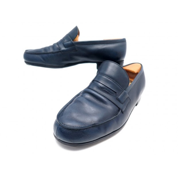 CHAUSSURES JM WESTON 180 MOCASSINS 7D 41 EN CUIR BLEU MARINE LEATHER SHOES 790€