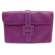 SAC A MAIN HERMES JIGE ELAN PM EN CUIR VIOLET POCHETTE LEATHER CLUTCH BAG 3200€