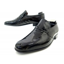 CHAUSSURES JM WESTON MOCASSINS SMOKING 8E 42 EN CUIR VERNI NOIR SHOES 650€