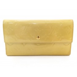 PORTEFEUILLE LOUIS VUITTON SARAH CUIR VERNI JAUNE PORTE MONNAIE WALLET 645€