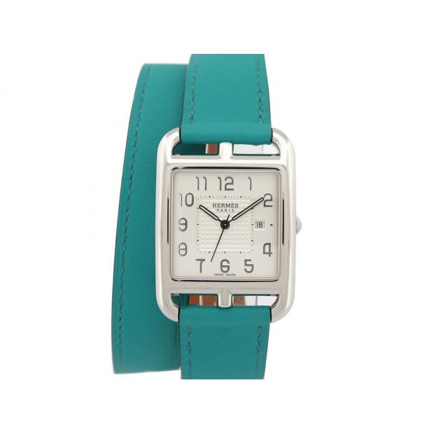 NEUF MONTRE HERMES CAPE COD 29X29MM CC2.710 DOUBLE TOUR QUARTZ ACIER WATCH 2500€