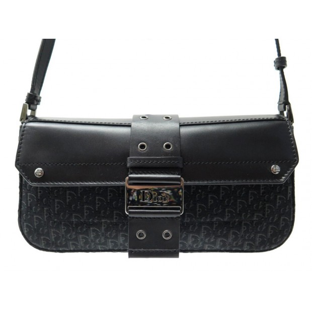 NEUF SAC A MAIN CHRISTIAN DIOR POCHETTE STREET CHIC TOILE OBLIQUE NOIR BAG 1180€