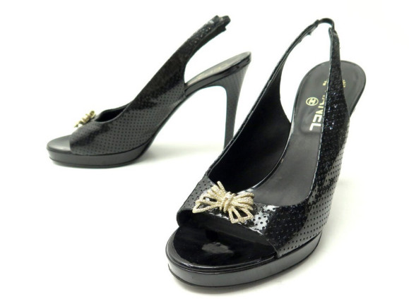 chaussures chanel escarpins noeuds g26717 38.5 en cuir