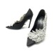 CHAUSSURES BALENCIAGA ESCARPINS SLASH PERLES 482092 35 SATIN NOIR SHOES 750€