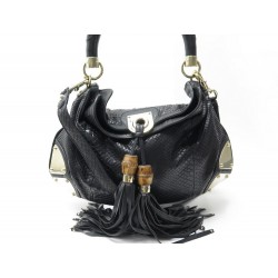 SAC A MAIN GUCCI INDY BABOUSKA 177139 CUIR PYTHON NOIR BANDOULIERE HANDBAG 4500€