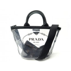 SAC A MAIN PRADA CABAS PLEXI PM 1BG187 PLASTIQUE TRANSPARENT NOIR HAND BAG 935€