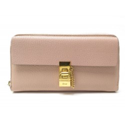 NEUF PORTEFEUILLE LONG CHLOE DREW EN CUIR ROSE PORTE MONNAIE NEW WALLET 395€