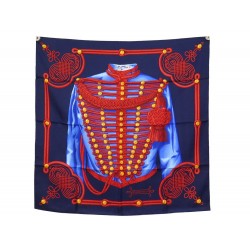 NEUF FOULARD HERMES BRANDEBOURGS LATHAM CARRE 90 SOIE BLEU NEW SILK SCRAF 410€