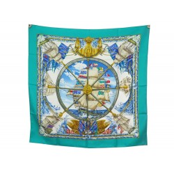 NEUF FOULARD HERMES VIVE LE VENT BOURTHOUMIEUX CARRE 90 SOIE NEW SILK SCARF 410€