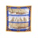 FOULARD HERMES RAFALES YANNICK MANIER CARRE 90 EN SOIE BLEU SILK SCARF 410€