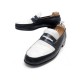 CHAUSSURES JM WESTON MOCASSINS 180 6D 40 EN CUIR BICOLORE BLEU MARINE SHOES 695€