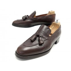CHAUSSURES HERMES MOCASSINS A PAMPILLES 6.5 40.5 CUIR MARRON LEATER SHOES 660€
