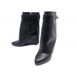 CHAUSSURES BOTTES GIVENCHY BOTTINESES SHARK 39 CUIR NOIR BLACK LOW BOOTS 1595€