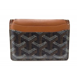 PORTE CARTES GOYARD SAINT SULPICE TOILE GOYARDINE ET CUIR MARRON CARD HOLDER