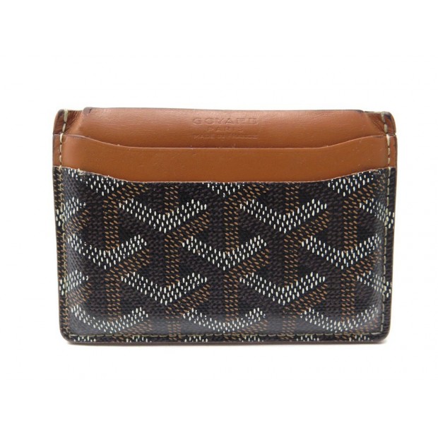 PORTE CARTES GOYARD SAINT SULPICE TOILE GOYARDINE ET CUIR MARRON CARD HOLDER