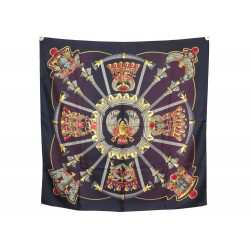 FOULARD HERMES EGYPTE CARRE 90 CATHY LATHAM EN SOIE NOIR SILK SCARF 410€