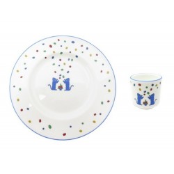 SET DE 2 PIECES CARTIER LA MAISON DES ENFANTS EN PORCELAINE COQUETIER & ASSIETTE