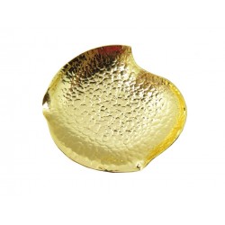 NEUF CENDRIER CARTIER FEUILLE METAL DORE MARTELE VIDE POCHE GOLDEN LEAF ASHTRAY