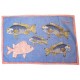 SERVIETTE DE TOILETTE HERMES POISSONS 90 X 65 CM EN COTON BLEU BLUE BATH TOWEL