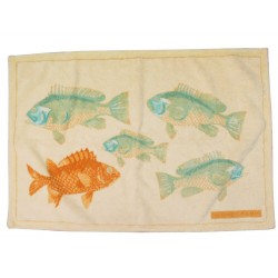 SERVIETTE DE TOILETTE HERMES POISSONS 90 X 65 CM EN COTON JAUNE BATH TOWEL