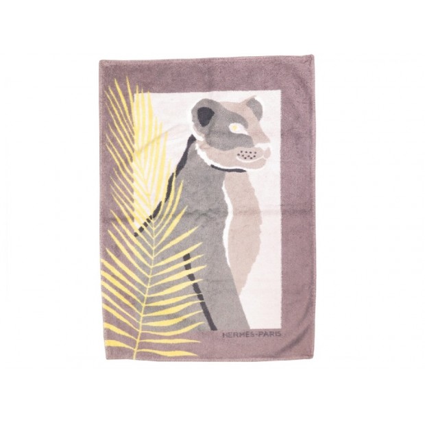 SERVIETTE DE TOILETTE HERMES FELIN 90 X 65 CM EN COTON TAUPE BATH TOWEL