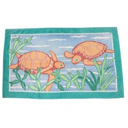 NEUF DRAP DE PLAGE HERMES TORTUES SERVIETTE COTON TURQUOISE NEW BEACH TOWEL 475€