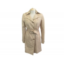 MANTEAU CELINE M 38 IMPERMEABLE CEINTURE EN COTON & SOIE BEIGE TRENCH COAT 2500€