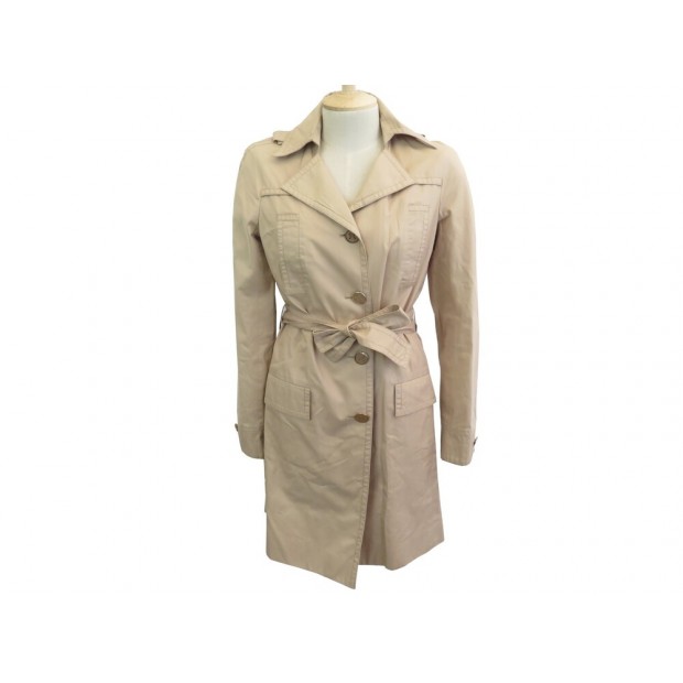 MANTEAU CELINE M 38 IMPERMEABLE CEINTURE EN COTON & SOIE BEIGE TRENCH COAT 2500€