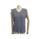 NEUF HAUT HERMES COL V SANS MANCHE TAILLE 38 M EN COTON BLEU BLUE NEW TOP 700€