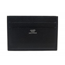 NEUF PORTE CARTE HERMES CITIZEN TWIL EN CUIR NOIR & SOIE NEW CARD HOLDER 313€