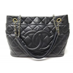 SAC A MAIN CHANEL CABAS SHOPPING M EN CUIR CAVIAR MATELASSE NOIR HAND BAG 4800€