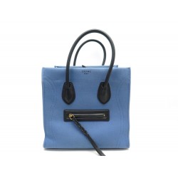 SAC A MAIN CELINE LUGGAGE PHANTOM MINI CABAS EN TOILE BLEU CANVAS HAND BAG 2400€