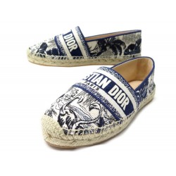 NEUF CHAUSSURES CHRISTIAN DIOR ESPADRILLES GRANVILLE 37.5 TOILE BOITE SHOES 650€