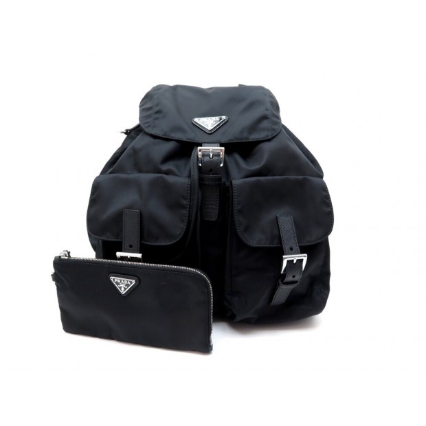 NEUF SAC A DOS PRADA 1BZ811 MOYEN TOILE RE-NYLON EN CUIR SAFFIANO BACKPACK 1450€