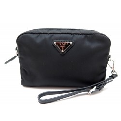 NEUF TROUSSE DE MAQUILLAGE PRADA TOILE NOIR POCHETTE SAC MAIN CANVAS CLUTCH 270€