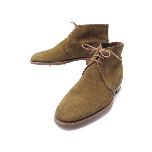 CHAUSSURES CROCKETT & JONES BOTTINES CHUKKA 7E 41 VEAU VELOURS MARRON SHOES 470€