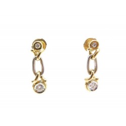 BOUCLES D'OREILLES FRED EN OR JAUNE & BLANC 18K & DIAMANTS 0.44 CT GOLD EARRINGS