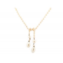 VINTAGE COLLIER CHANEL CRAVATE EN PERLES 200CM & GOUTTE STRASS PEARLS NECKLACE