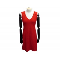 NEUF ROBE DE PLAGE CHANEL LOGO CC P17267 40 M POLYESTER ROUGE NEW BEACH DRESS