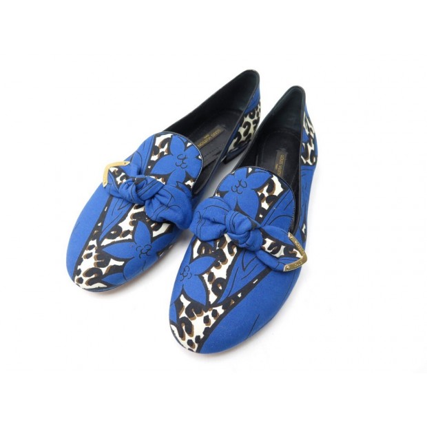 NEUF CHAUSSURES LOUIS VUITTON MOCASSINS 37.5 TOILE LEOPARD STEPHEN SPROUSE 650€