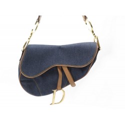 NEUF SAC A MAIN CHRISTIAN DIOR SADDLE EN DENIM ET CUIR NEW HAND BAG PURSE 2900€